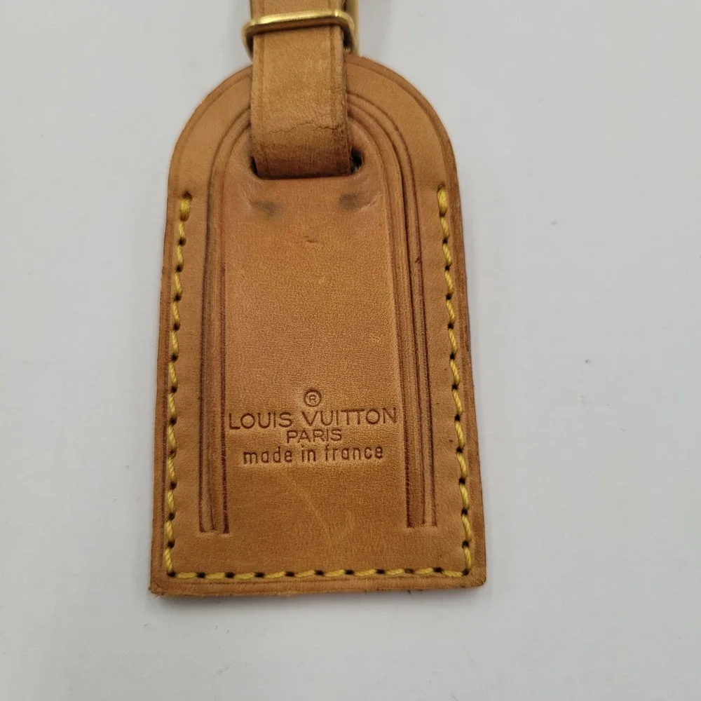Louis Vuitton Vachetta Leather Luggage Tag Tan Made in France Small Accessory